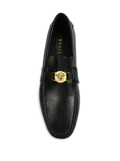 versace lgo plaque loafer|Versace Collection Logo Plaque Leather Loafers on SALE .